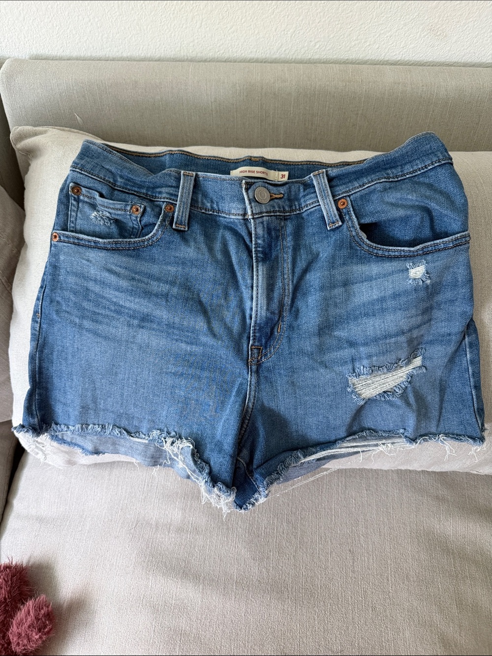 Levi’s Denim Frayed Hem High Rise Women's Shorts - Blue size 31